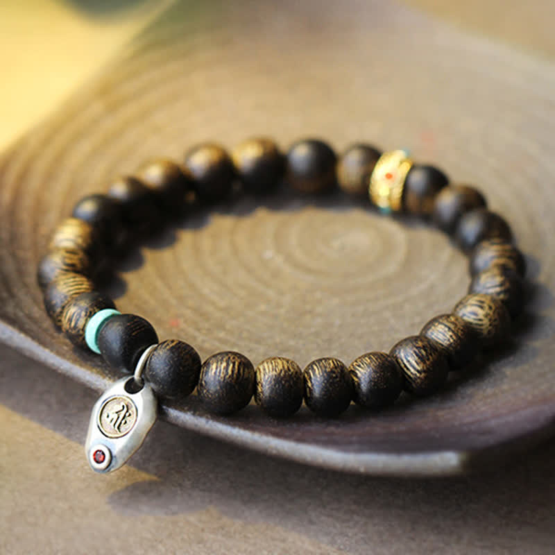 Karma Stone Vietnam Qinan Agarwood Turquoise Balance Strength Bracelet