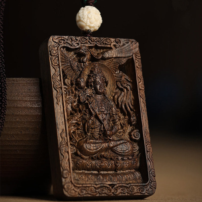 Karma Stone Chinese Zodiac Natal Buddha Brunei Agarwood PiXiu Dragon Peace Necklace Pendant