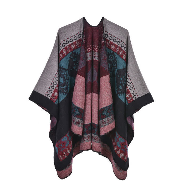 Karma Stone Tibetan Shawl Diamond Pattern Winter Warm Cloak Scarf