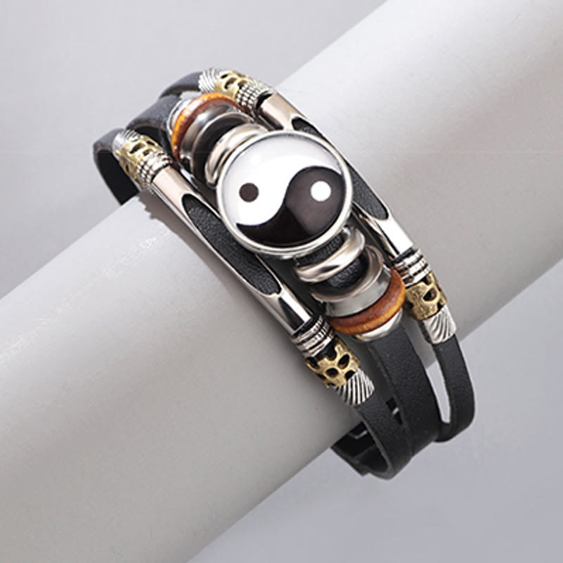 Karma Stone Yin Yang Leather Balance Bracelet