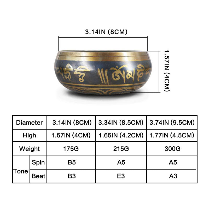 Karma Stone Tibetan Meditation Bowl for Healing and Mindfulness Om Mani Padme Hum Singing Bowl