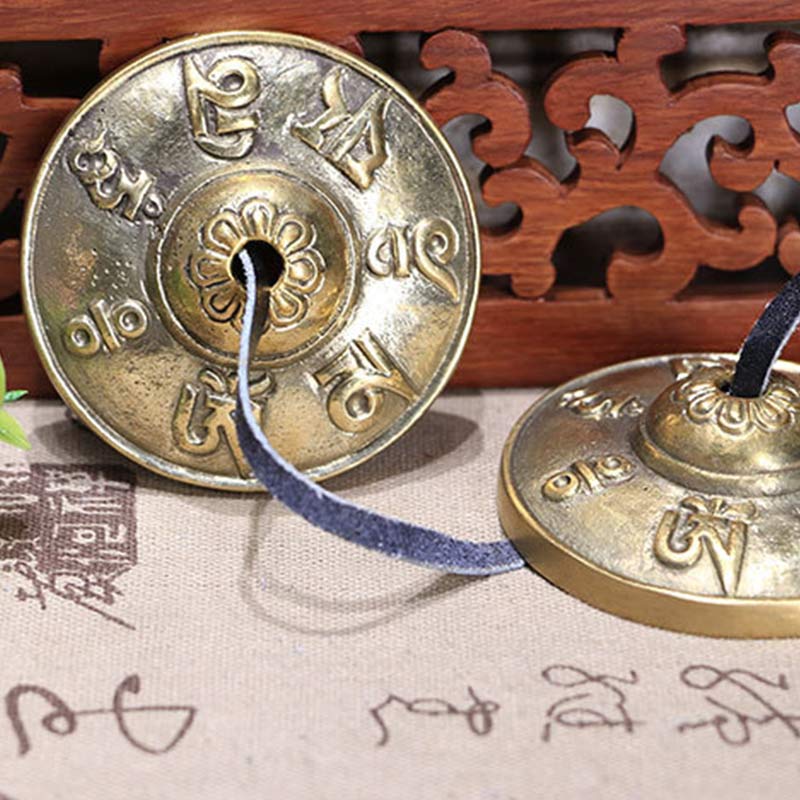 Karma Stone Tibetan Tingsha Bell Six True Words Dragon Copper Balance Decoration With Bag