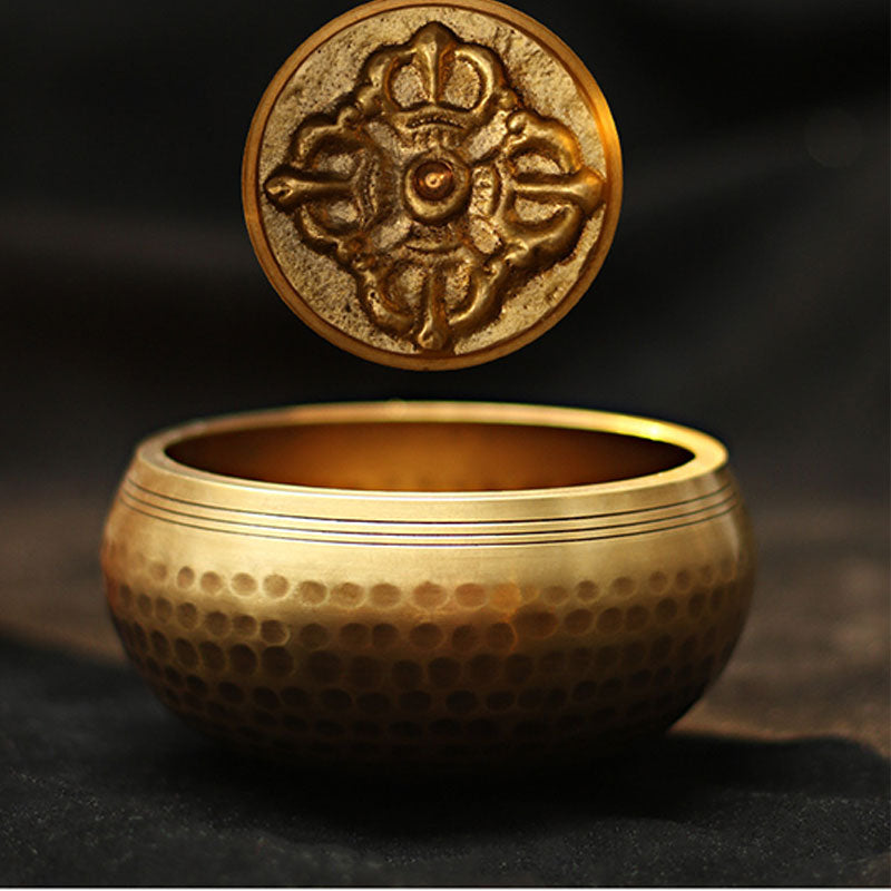 Karma Stone Tibetan Sound Bowl Handcrafted for Relaxation and Mindfulness Meditation Singing Bowl Set