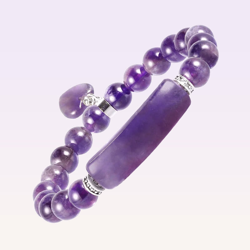 Karma Stone Natural Quartz Love Heart Healing Beads Bracelet