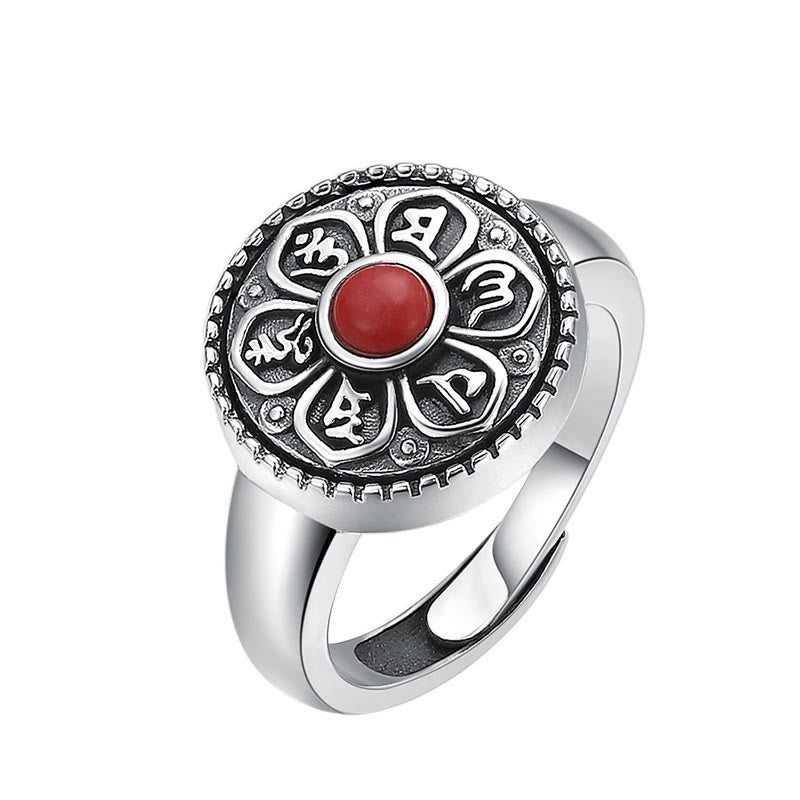 Karma Stone Tibetan Om Mani Padme Hum Peace Rotatable Ring