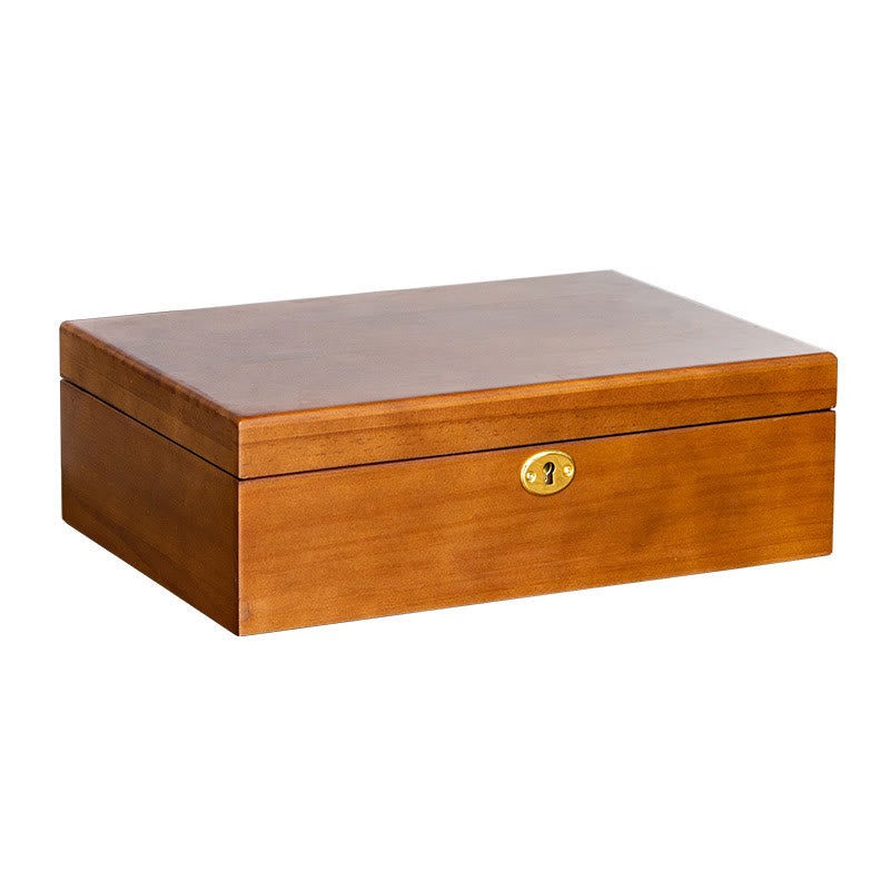 Karma Stone Vintage Wooden Jewelry Box Two-Layer Solid Wood Jewelry Storage Box