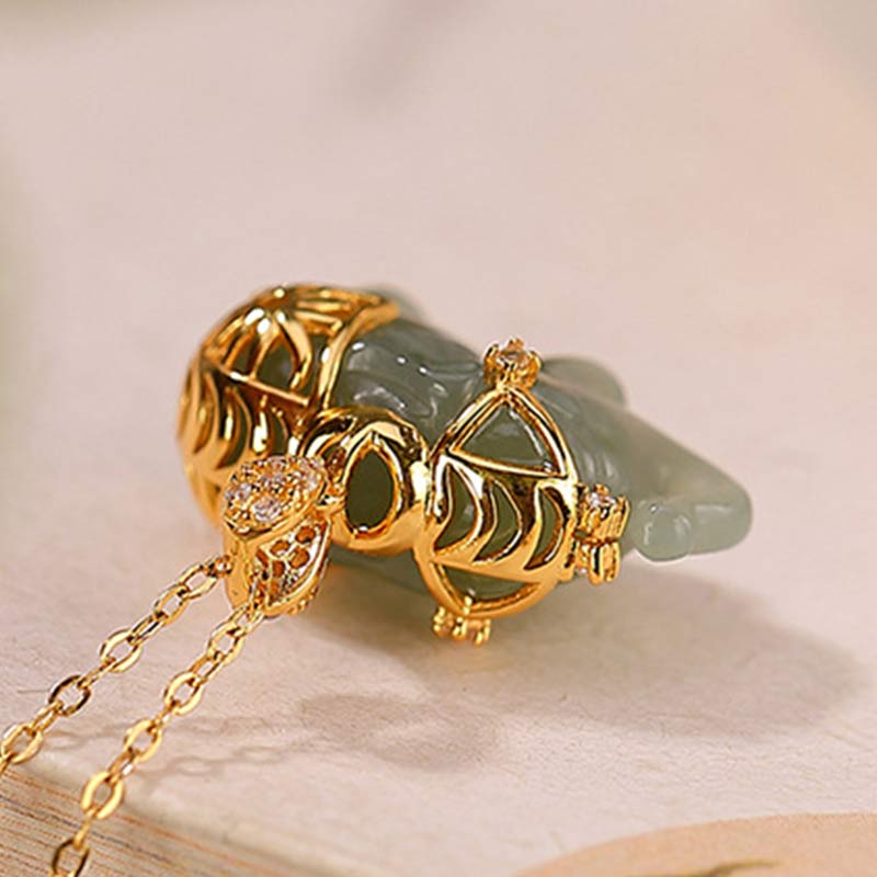 Karma Stone 925 Sterling Silver Jade Elephant Blessing Fortune Necklace Chain Pendant