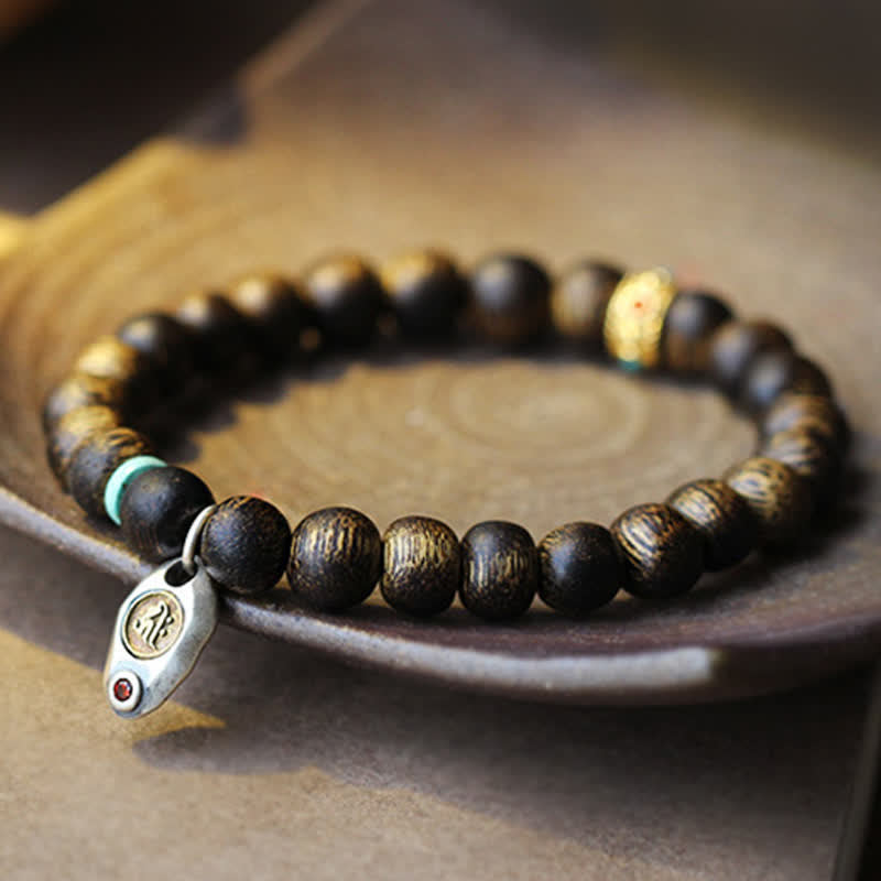 Karma Stone Vietnam Qinan Agarwood Turquoise Balance Strength Bracelet