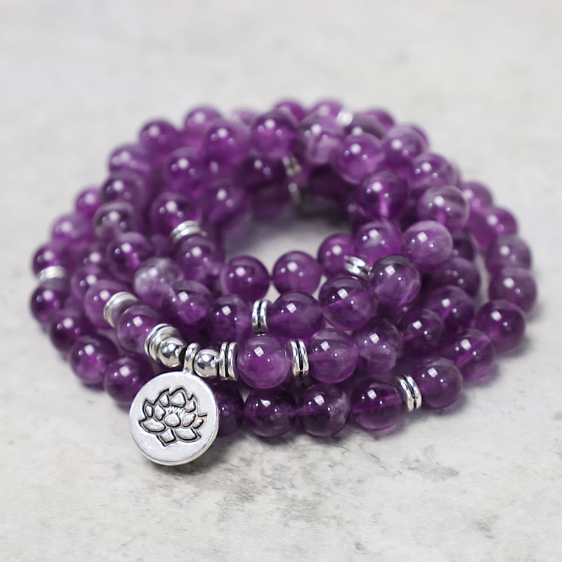 Karma Stone Natural Amethyst Purification Mala Bracelet