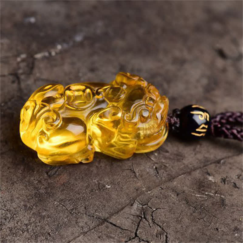 Karma Stone FengShui Citrine PiXiu Wealth Necklace Pendant
