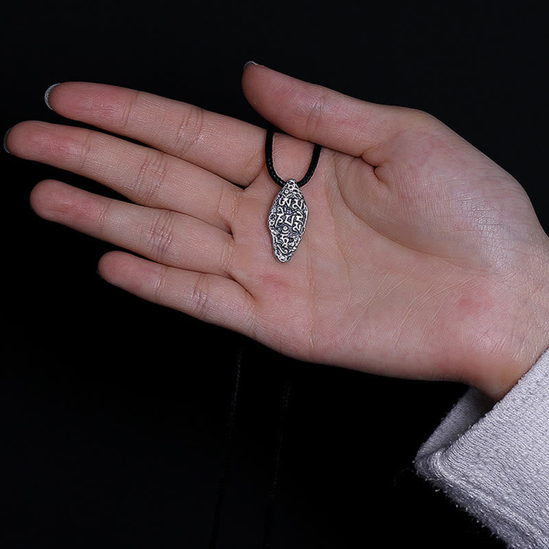 Karma Stone Tibetan 925 Sterling Silver Om Mani Padme Hum Dorje Vajra Engraved Strength Necklace Pendant