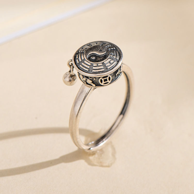 Karma Stone Yin Yang Copper Luck Wealth Rotatable Ring