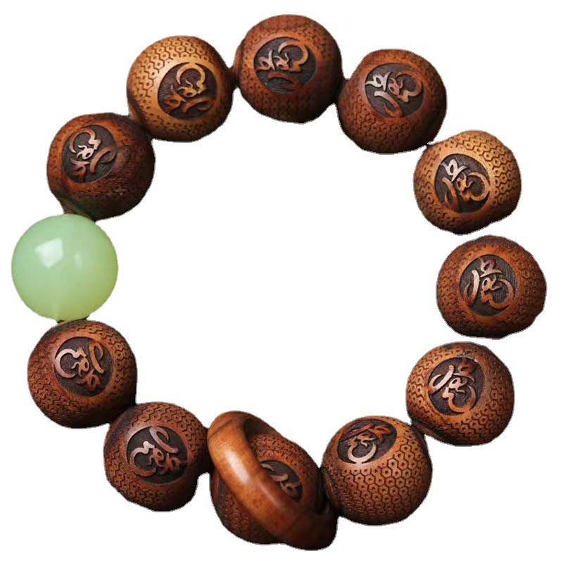 Karma Stone Tibetan Rosewood Engraving Tiger Protection Bracelet