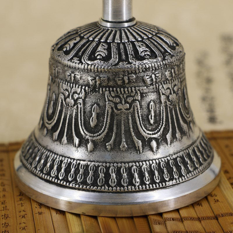 Karma Stone Tibetan Meditation Bell and Vajra Dorje Copper Decoration Set