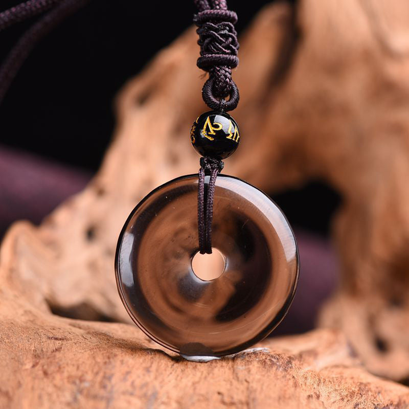 Karma Stone Tibetan Obsidian Protection Necklace
