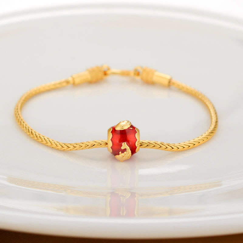 Karma Stone Tibetan 18K Gold Om Mani Padme Hum Lucky Koi Fish Fu Character Ingot Copper Coin Peace Bracelet