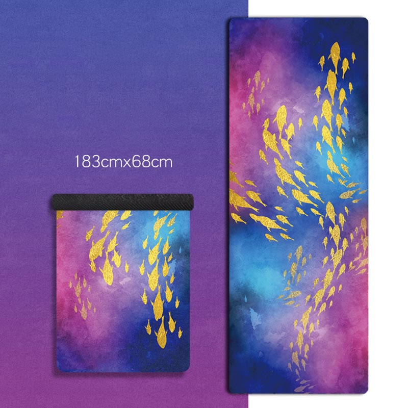 Karma Stone Tibetan Mandala Elephant Lotus Koi Fish Mindful Natural Rubber Yoga Mat Decoration