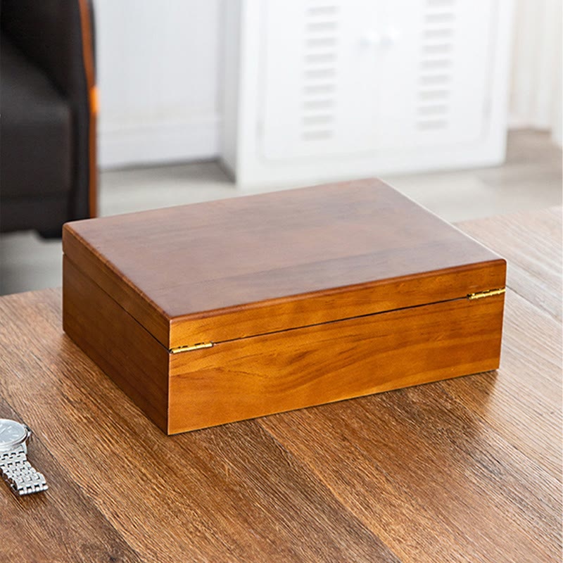 Karma Stone Vintage Wooden Jewelry Box Two-Layer Solid Wood Jewelry Storage Box