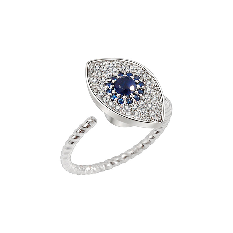 Karma Stone 925 Sterling Silver Evil Eye Protection Blessing Rotatable Ring